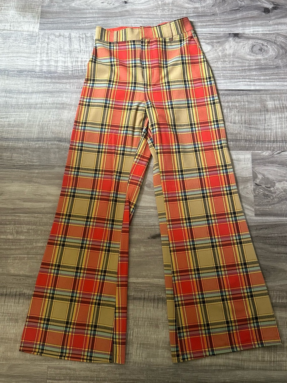 Free People Plaid Wide-Leg Pants